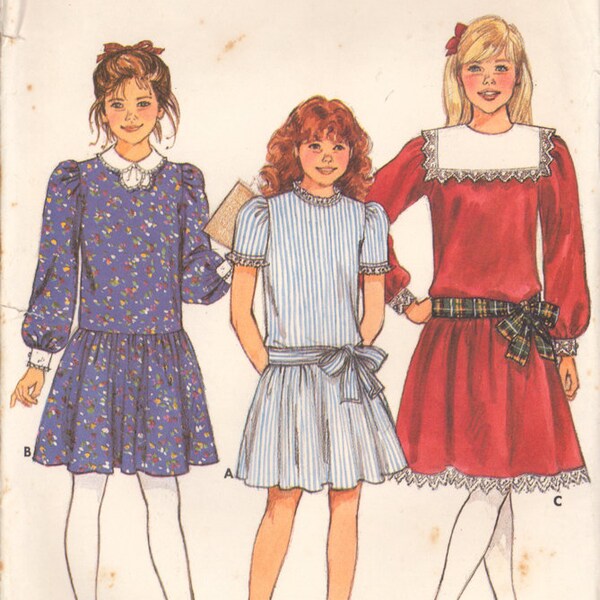 Butterick 3042 Sewing Pattern, Girls' Dress, Size 12-14, PARTIALLY CUT, COMPLETE