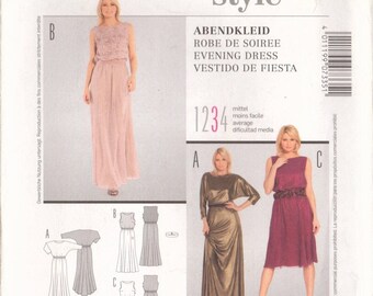 Burda 7335 Sewing Pattern, Evening Dress, Size 8-20, Uncut, Factory Folded