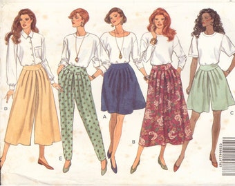 Butterick 5810 Sewing Pattern, Misses' Skirt, Split Skirt and Pants, Size 12-14-16, Neatly Partially Cut, Complete