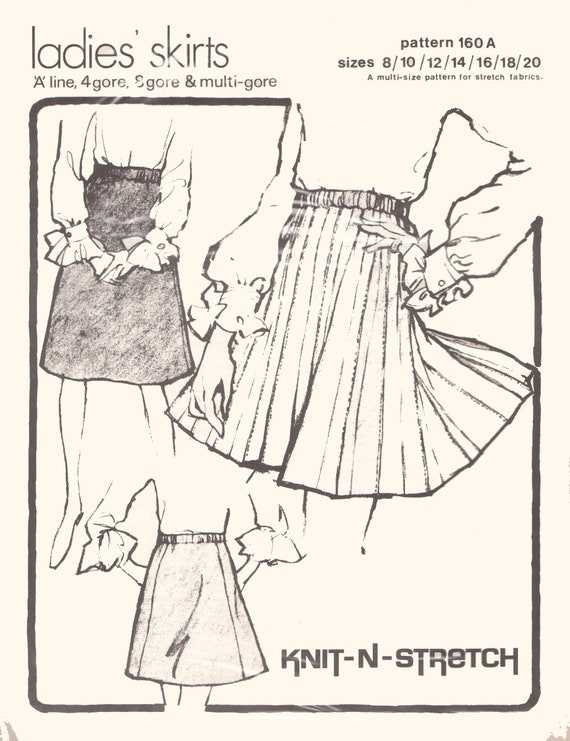 Knit n Stretch 160A Sewing Pattern Ladies Skirt Size 8 20 Uncut Factory Folded