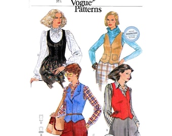PDF SOFORT-DOWNLOAD: 70er Jahre, halb tailliert, Unterhalb der Taille Weste mit Variationen, Größe 8, Vogue 9849, Vintage Schnittmuster-Reproduktion