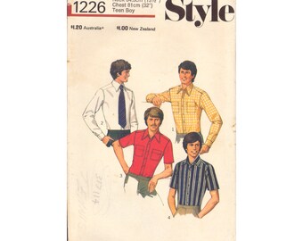 Style 1226 Sewing Pattern, Shirts for Boys/Men, Size 14, Cut, Complete OR for Men, Size 40, Cut, Complete or Size 42, Neatly Cut, Complete