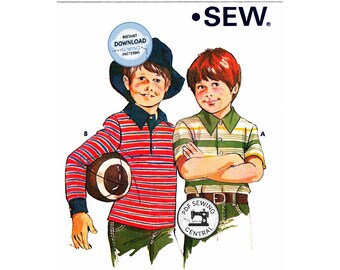 PDF SOFORT-DOWNLOAD: Jungen-Shirt, Größe 4-10 Kwik Sew 806, Vintage Schnittmuster-Reproduktion