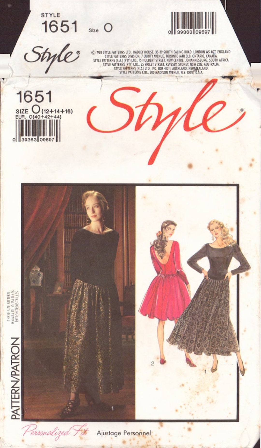 Style 1651 Party or Evening Dress Size 12-14-16 Cut - Etsy