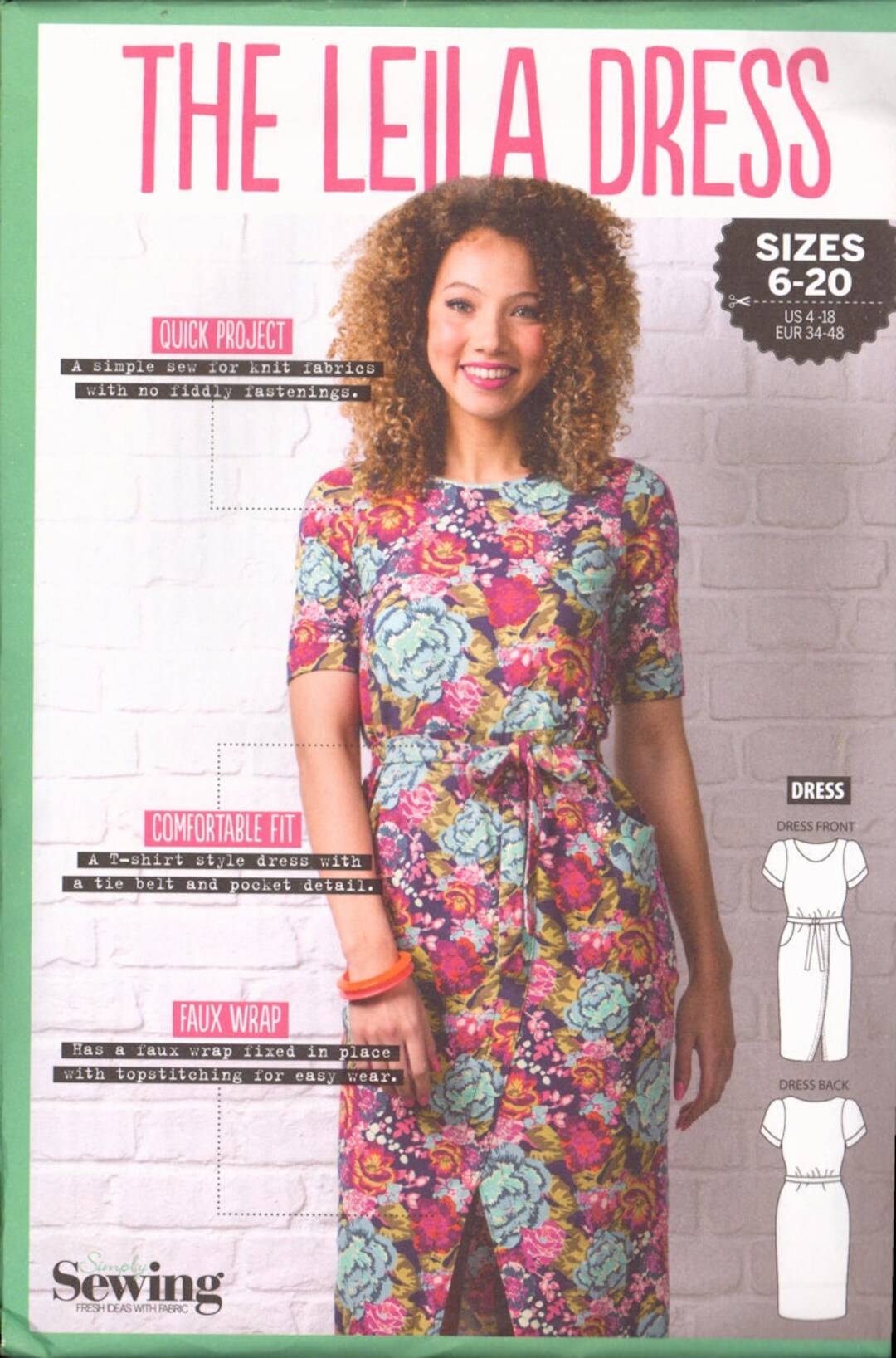Simply Sewing the Leila Dress, Sewing Pattern, Jersey Dress, Size 620
