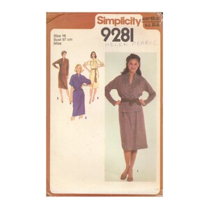 Simplicity 9281 Sewing Pattern, Pullover Dress or Two-Piece Dress, Size 16, Uncut, Factory Folded