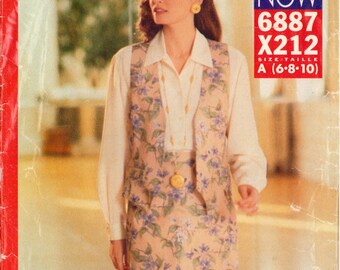 See&Sew 6887 Sewing Pattern, Misses' Vest and Skirt, Size 6-8-10, Uncut, Factory Folded