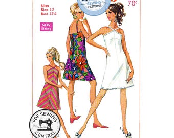 DESCARGA INMEDIATA EN PDF: Minivestido halter de corte A estilo años 60, busto 83 cm (32,5 pulgadas), Simplicity 7678, reproducción de patrón de costura vintage