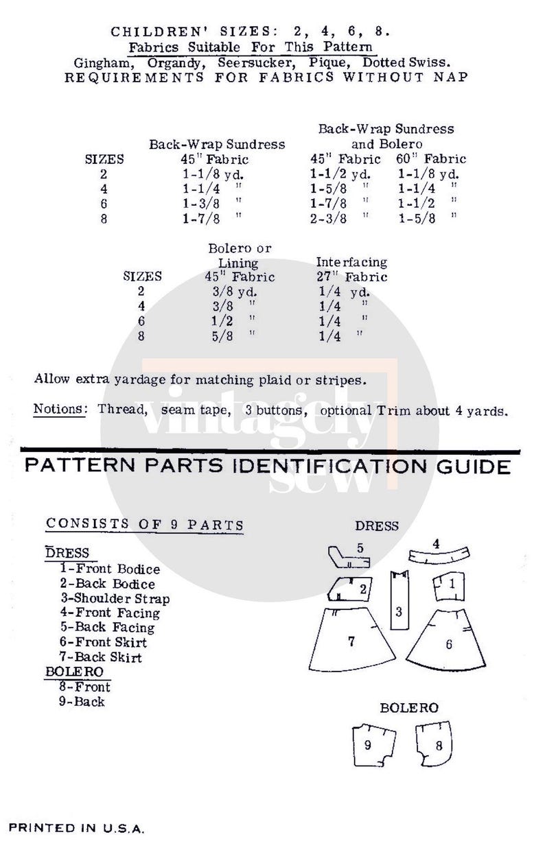 PDF INSTANT DOWNLOAD: 60s Girl's Sundress and Lined Bolero, Breast 25 ...