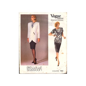 Vogue 1833 Bellville Sassoon Jacket, Top And Skirt, Sewing Pattern Size 12, Cut, Complete