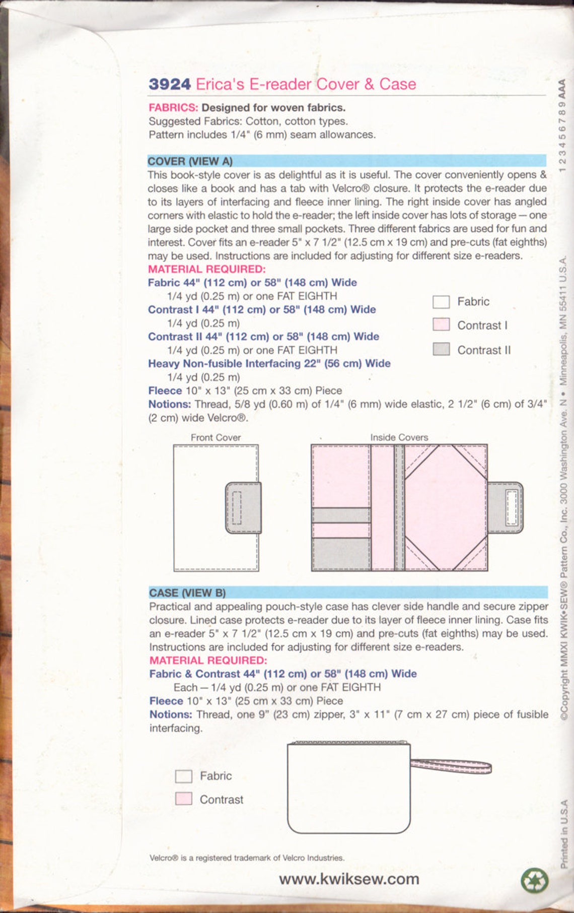 Kwik Sew 3924 Sewing Pattern Ereader Cover and Case Uncut Etsy