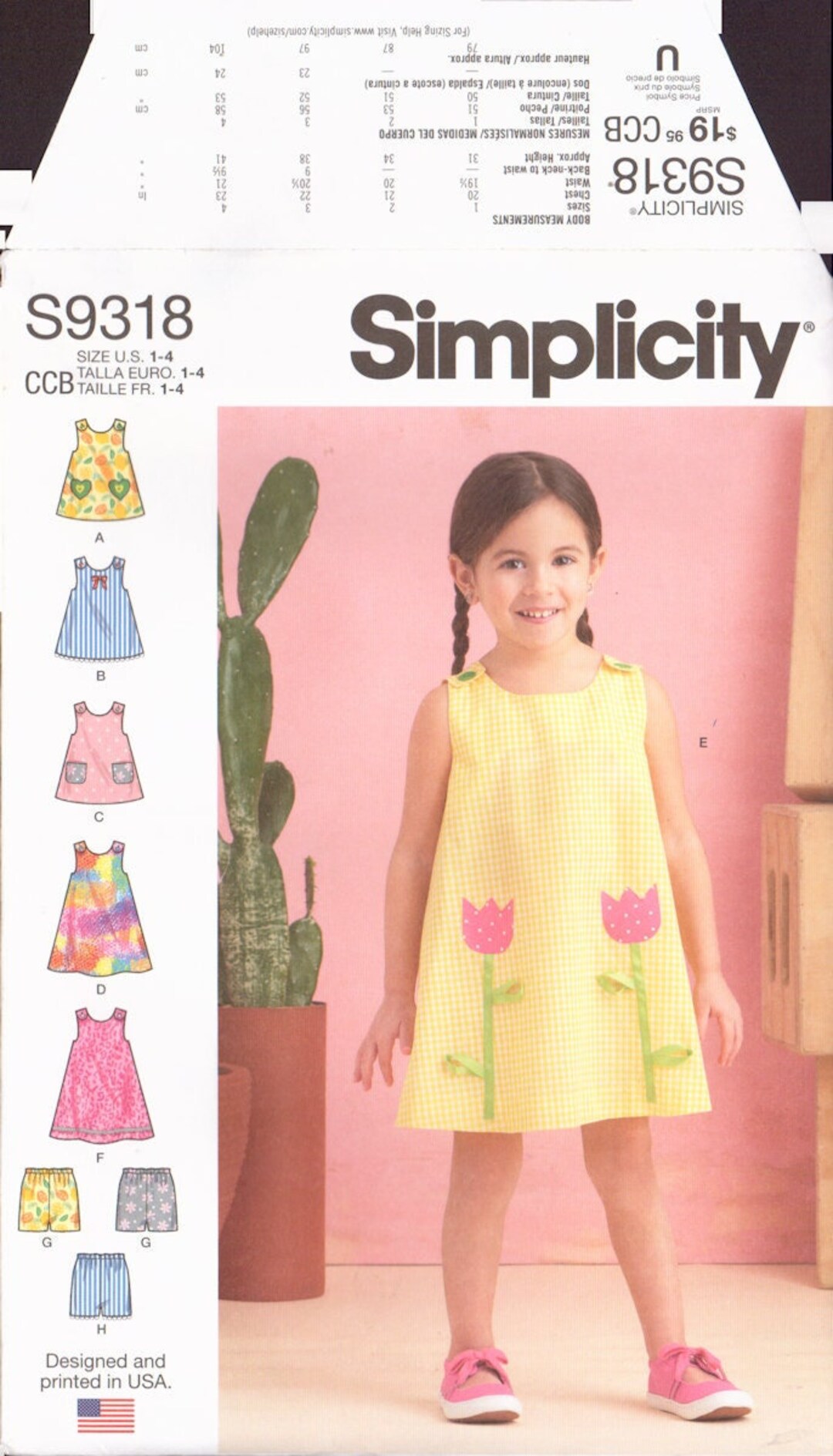 Simplicity 9318 Sewing Pattern Toddler's Dress Top and Etsy Australia