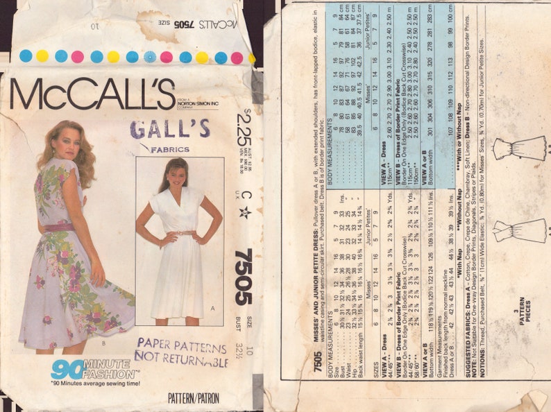 Sewing patterns: Dresses choose from 8 McCall's 7505