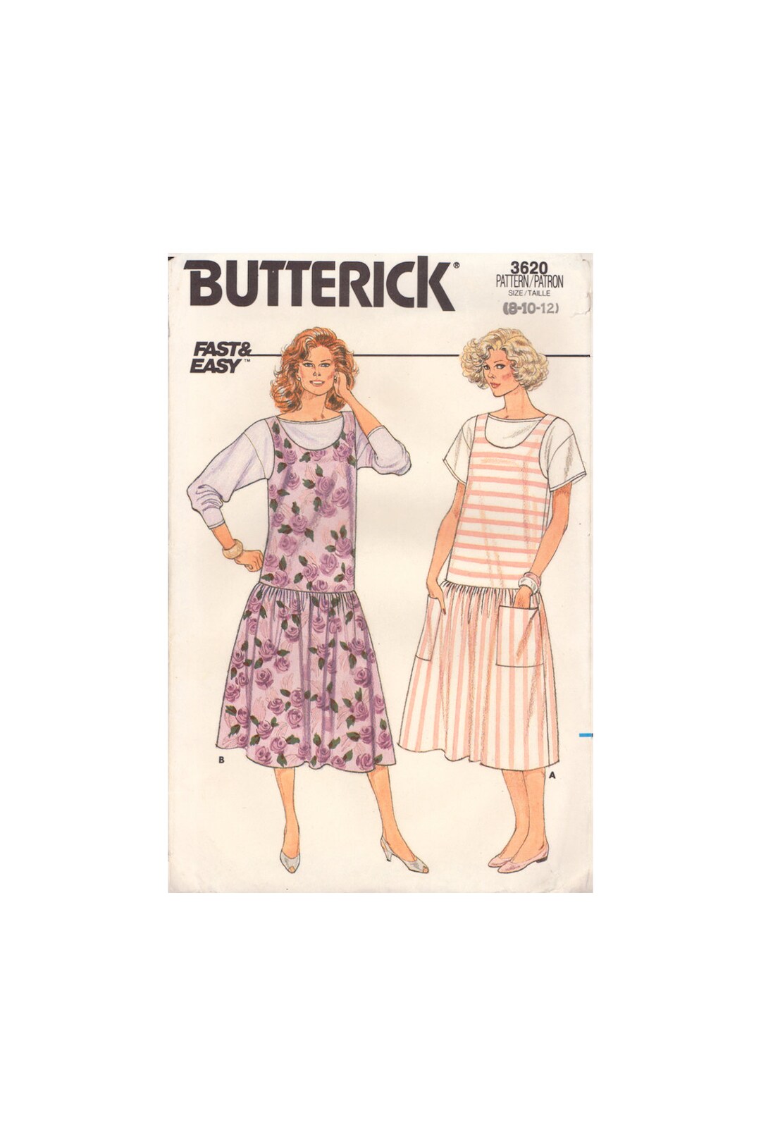 Butterick 3620 Sewing Pattern, Women's Jumper and Top, Size 8-10-12 ...