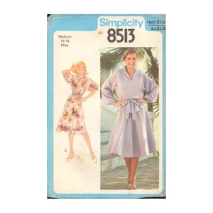 Simplicity 8513 Sewing Pattern, Pullover Dress and Two-Piece Dress and Tie Belt, Size 14-16