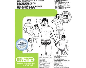 PDF SOFORT-DOWNLOAD: Bevknits 7009 Herren und Jungen Unterhose, Größe 24"-36" Schnittmuster Reproduktion