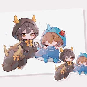 Mini stampa e adesivo Genshin Impact "Chonky Plushies".