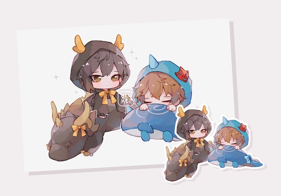 Genshin Impact "Chonky Plushies" Mini Print & Sticker