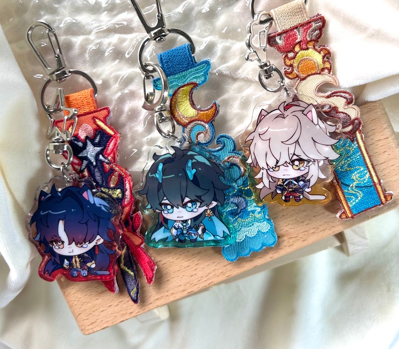 Honkai Star Rail "Weepy Dumplings" Acrylic Charm with Embroidered Tag image 1
