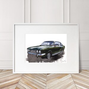 Stampa di "Rapier" dipinta a mano con raggio di sole. Poster di "Rapier" unico. Arte murale automobilistica in edizione limitata.