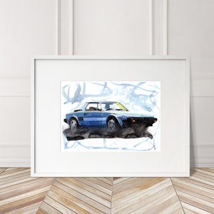 Stampa Fiat X19 Bertone dipinta a mano. Poster esclusivo della Fiat X19. Decorazione murale automobilistica in edizione limitata.