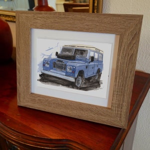 Stampa Landrover Serie 3 dipinta a mano. Poster Landrover unico. Decorazione murale automobilistica in edizione limitata.