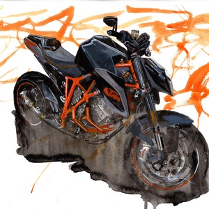 Commissioni di acquerelli di motociclette. Fai realizzare un ritratto della tua moto o del tuo triciclo. Stampa ad acquerello dell'artista Myles Laurence. Regalo di Natale.