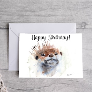 Carte d'anniversaire loutre, imprimable en téléchargement numérique