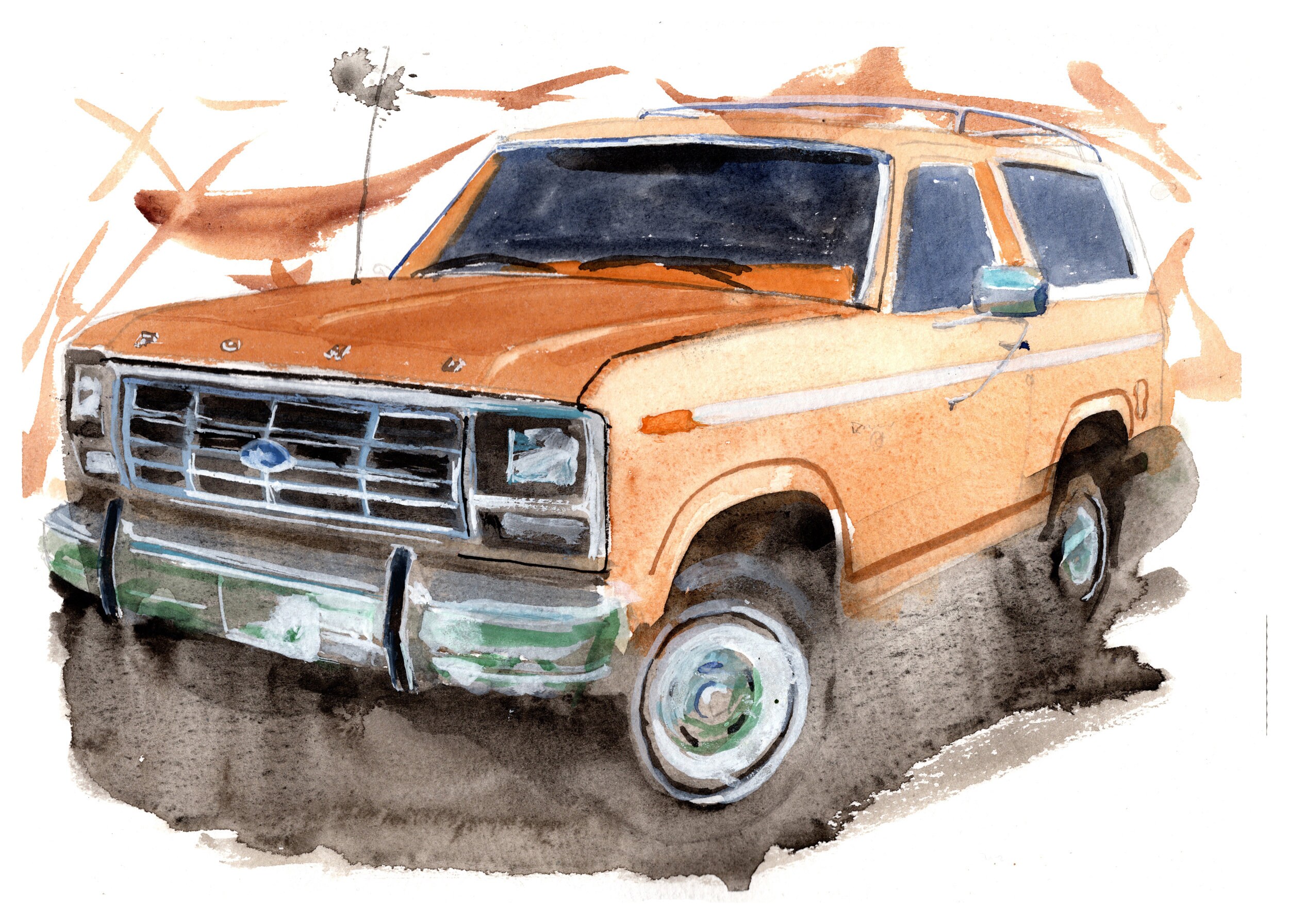 Painting of a Ford Bronco Mk 2 Classic Suv Limited Print . image image