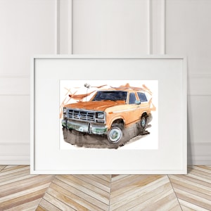 Stampa Ford Bronco Mk 2 dipinta a mano. Poster Bronco unico. Decorazione murale automobilistica in edizione limitata.
