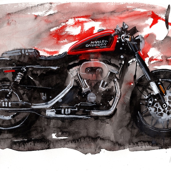 Painting of A Roadster Motorcycle Limited Print   Bike.