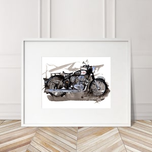 Royal Enfield Bullet 500 Print. Royal Enfield Poster. Gifts For Him. Hand Painted Art. Xmas Gift