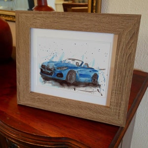 Stampa BMW Z4 dipinta a mano. Poster BMW Z4 unico. Decorazione murale automobilistica in edizione limitata.