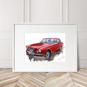 Stampa Volvo 164 dipinta a mano. Poster Volvo 164 unico. Decorazione murale automobilistica in edizione limitata.