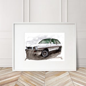 Stampa Ford Fiesta XR2i dipinta a mano. Poster XR2i unico. Decorazione murale automobilistica in edizione limitata.