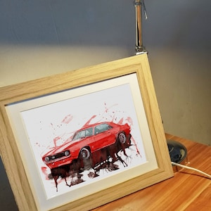 Stampa Chevy Camaro SS dipinta a mano. Poster Camaro unico. Decorazione murale automobilistica in edizione limitata.