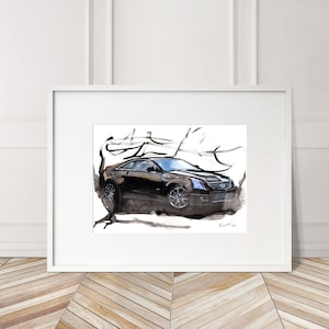Stampa Cadillac CTS-V dipinta a mano. Poster esclusivo della Cadillac CTS-V. Decorazione murale automobilistica in edizione limitata.