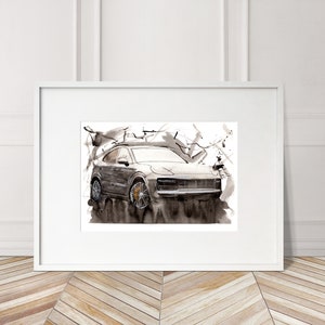 Stampa Porsche Cayenne dipinta a mano. Poster Porsche Cayenne unico. Decorazione murale automobilistica in edizione limitata.