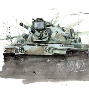 M60A1 Patton Battle Tank Us Forces Gulf War Numbered limited edition Giclee Print of a Watercolour Painting