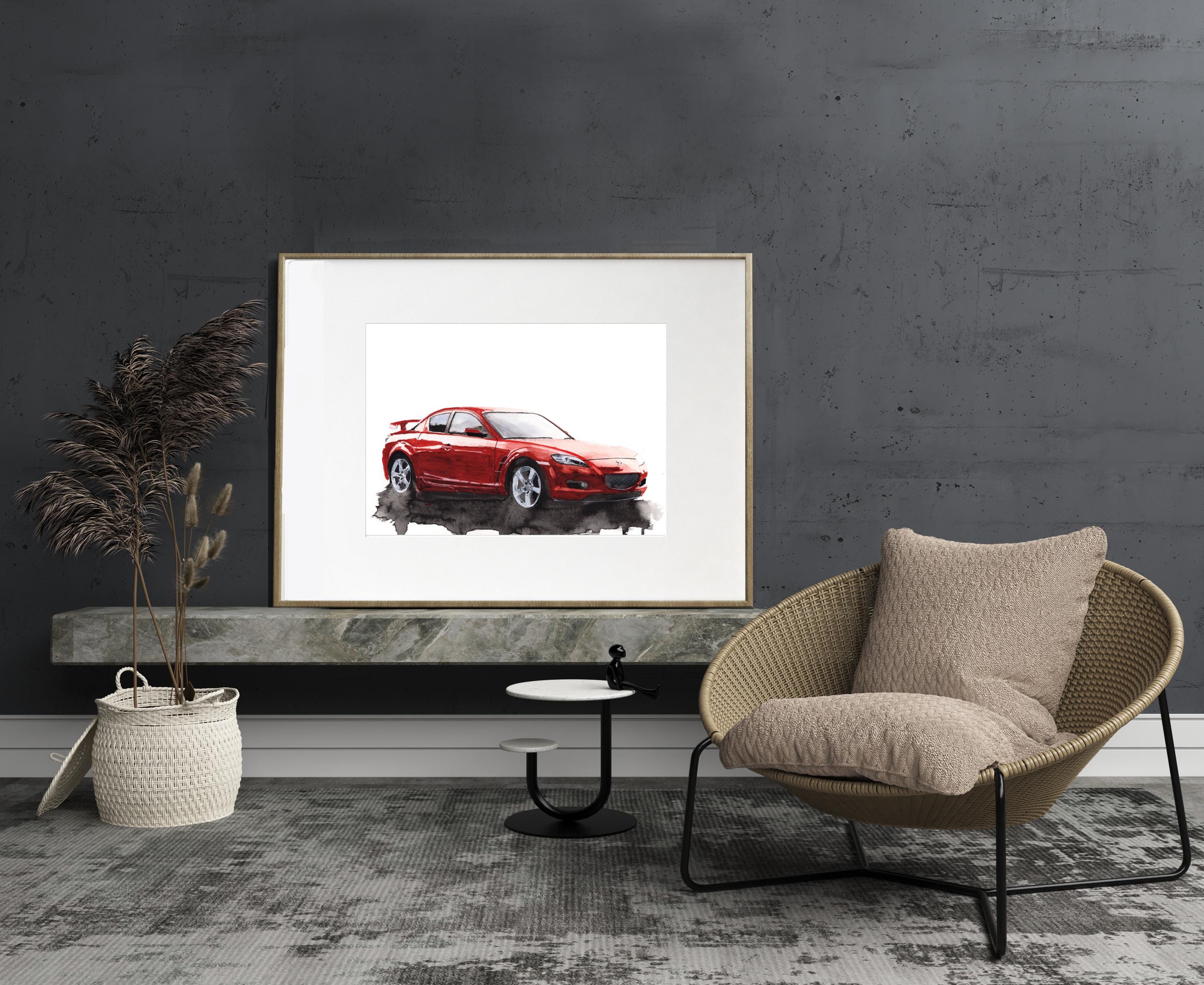 Artist's Mazda RX8 Watercolor Art Print: Limited Edition