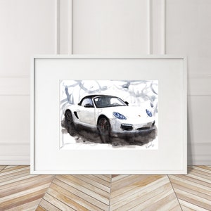 Hand Painted Porsche 987 Boxster Print. Unique Porsche 987 Poster. Limited Edition Automobile Wall Art