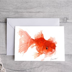 Carte de voeux poisson rouge, téléchargement numérique imprimable