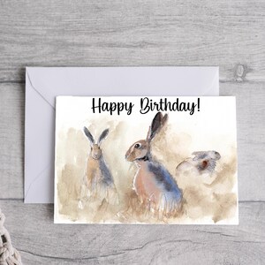 Hares Birthday Card, Printable Digital Download