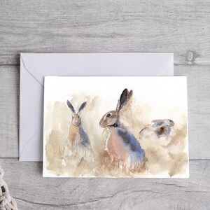 Hares Greetings Card, Printable Digital Download