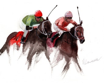 Horse Racing "Gallop" Numbered limited edition Giclee Print of a Watercolour Painting