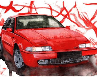 Painting of a Volvo 480 Turbo Limited Print .
