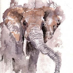 African Elephant Art Print, African Elephant, Watercolour Elephant, Printable Art, Digital Download Watercolour Painting