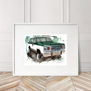 Stampa dipinta a mano del SUV Plymouth Trailduster. Poster Trailduster unico. Decorazione murale automobilistica in edizione limitata.