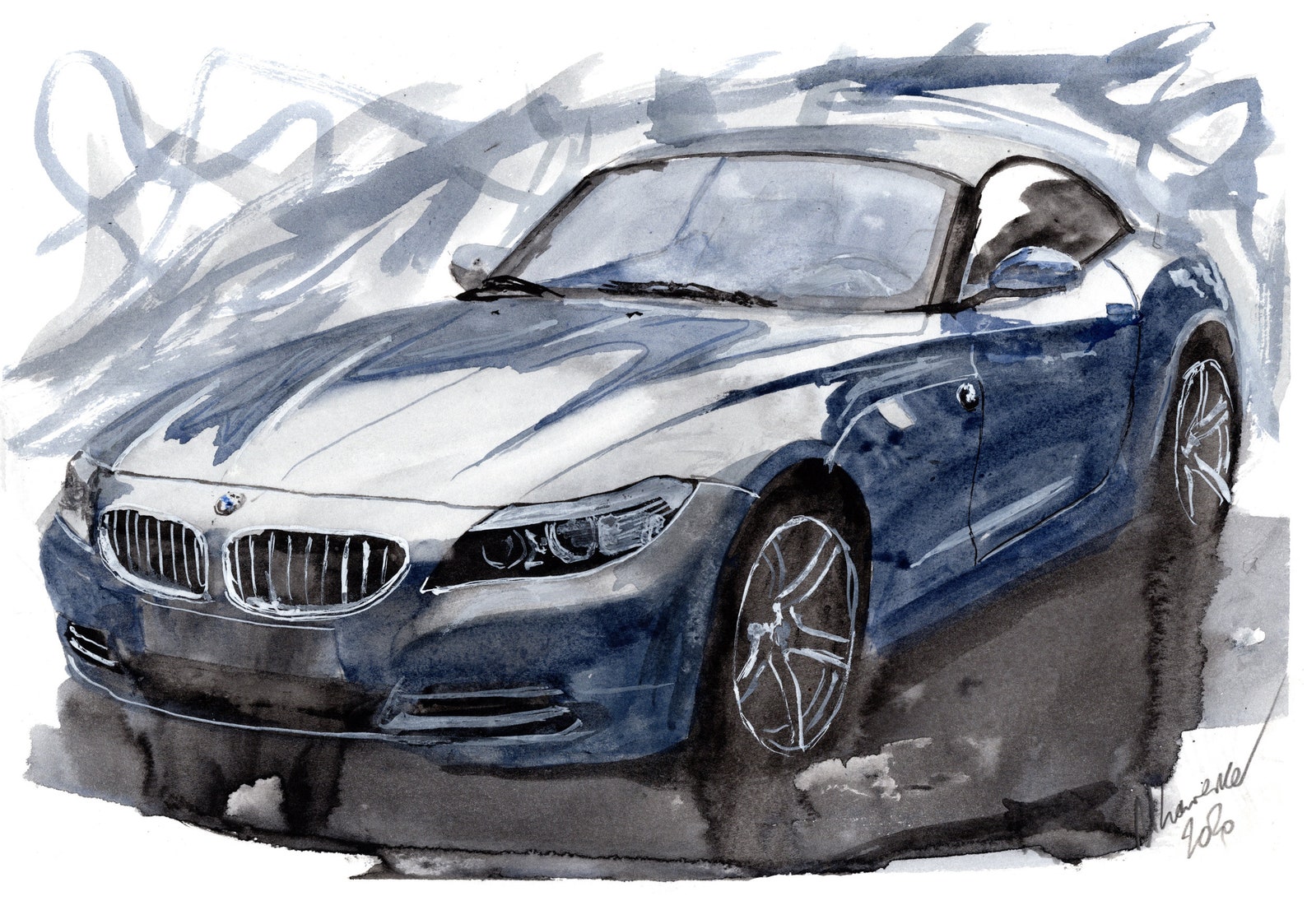 Painting of a BMW Z4 Limited Print Etsy