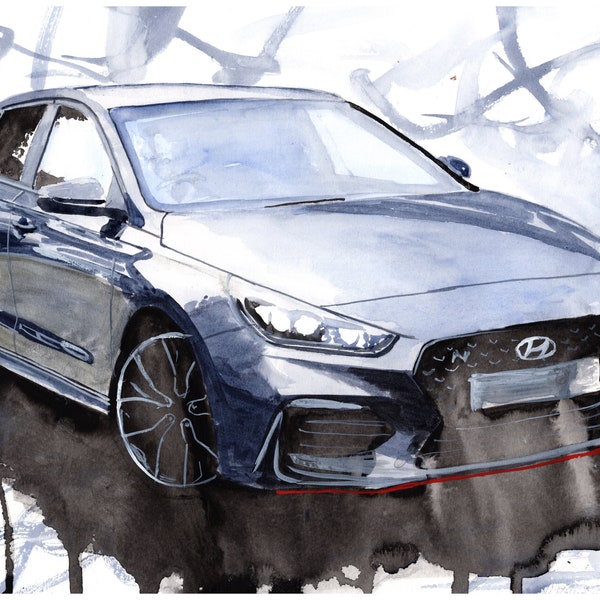 Painting of a Hyundai i30 Hatchback n Limited Print .